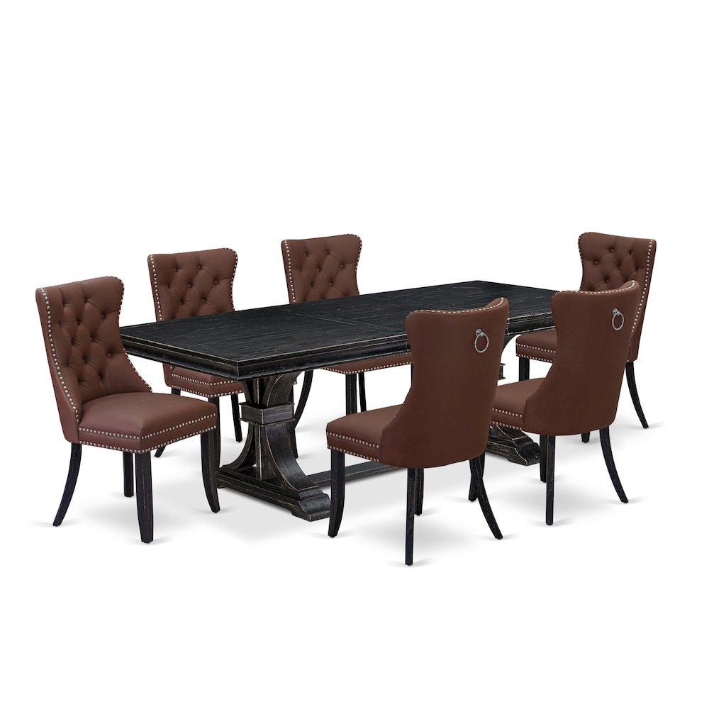 7 piece kitchen table set a breakfast Table and 6 Faux Leather dining Chairs