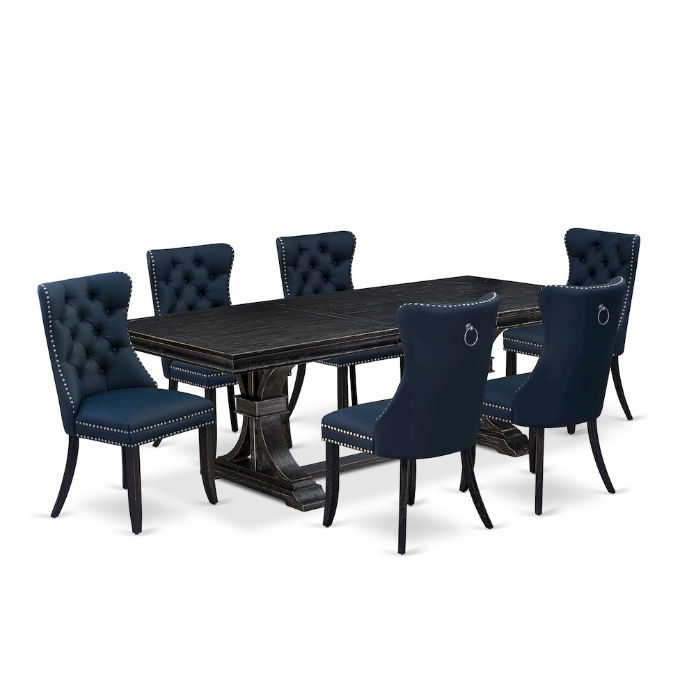 7 piece dining set a breakfast table and 6 Faux Leather kitchen Chairs