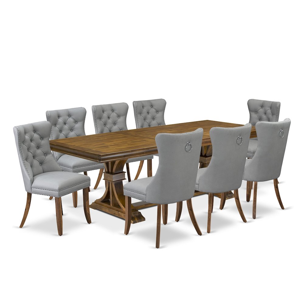 9 Pieces Dining Table Set a Rectangle Table and 8 Dining Chairs