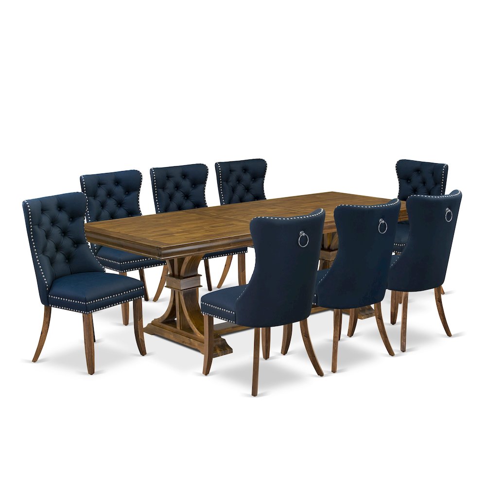 9 Pieces Dining Table Set a Rectangle Table and 8 Dining Chairs
