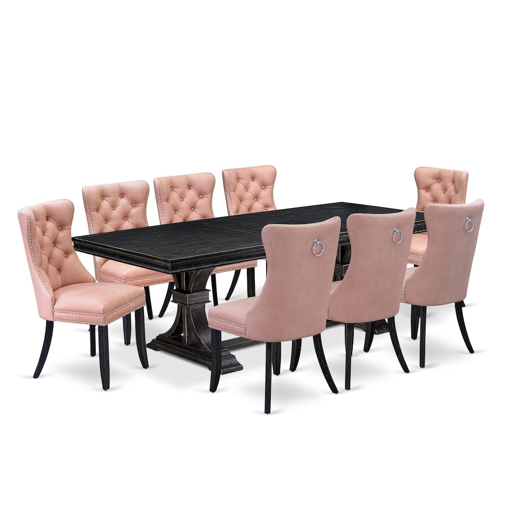 9 Pieces Dining Table Set a Rectangle Table and 8 Dining Chairs