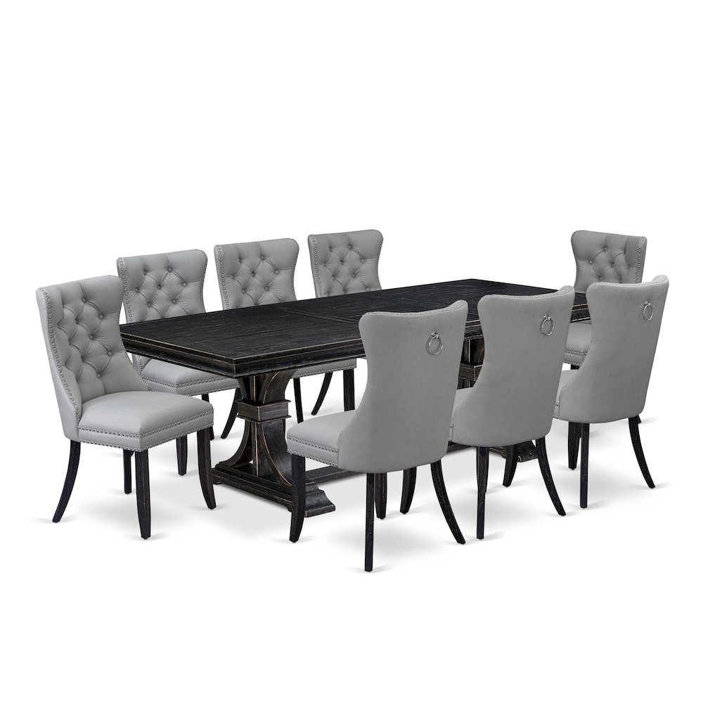 9 piece kitchen table set a dinner table and 8 Faux Leather dining Chairs