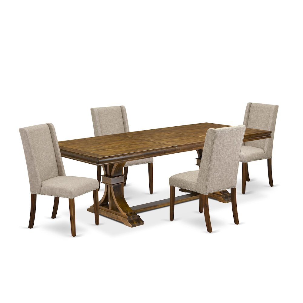 5 piece kitchen dining set a breakfast table and 4 Linen Fabric kitchen chairs