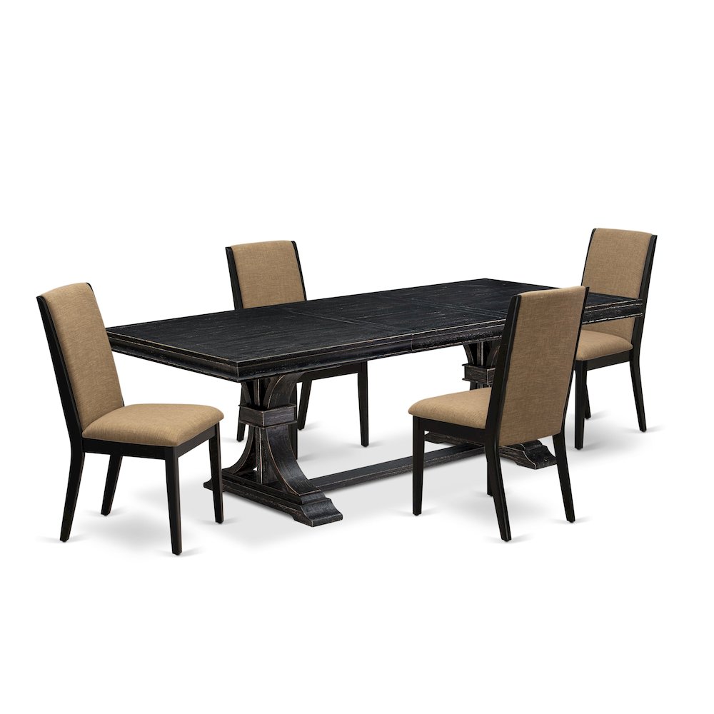 5 piece kitchen set in a dining table & 4 dining chairs & black legs