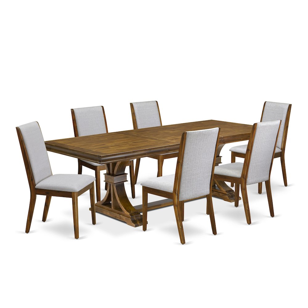 7 Pieces Kitchen table set of a Rectangular Dining Table and 6 Dining Chairs