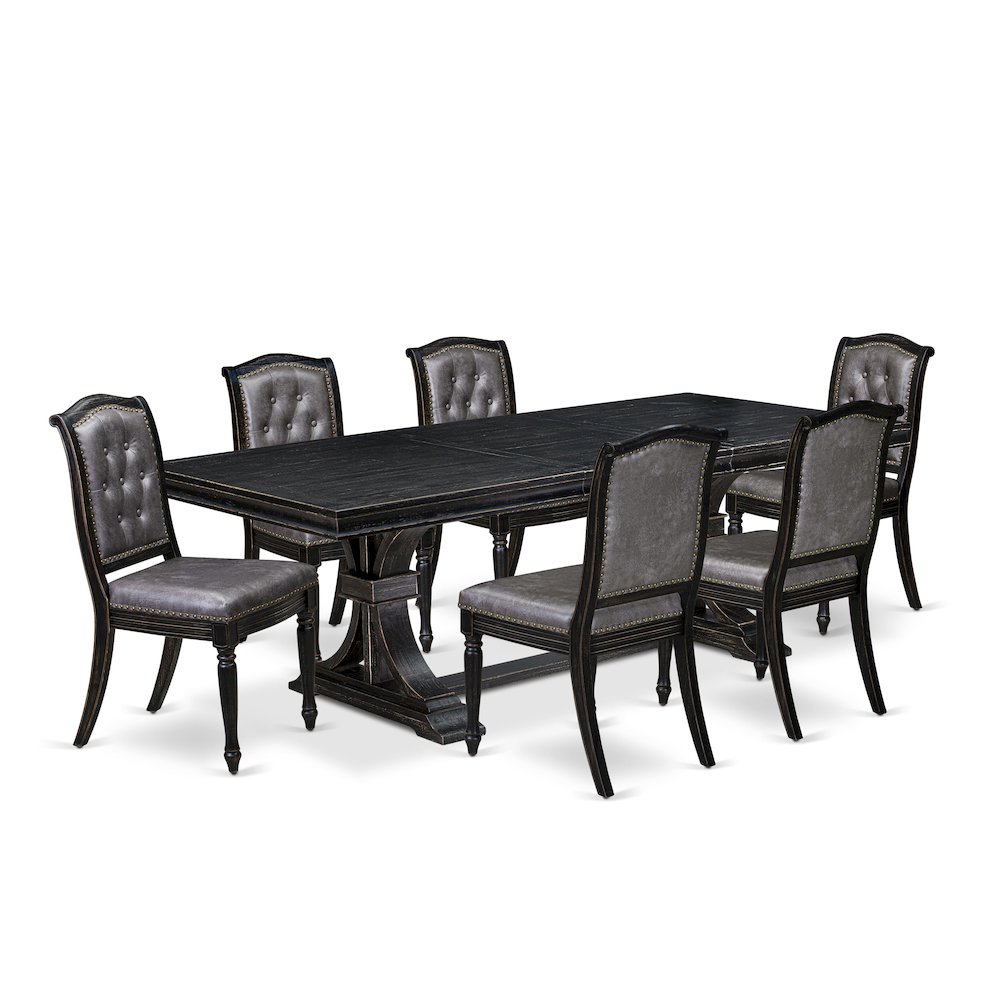 7 pc Dining Room Table Set of a Kitchen Table and 6 Upholstered Chairs