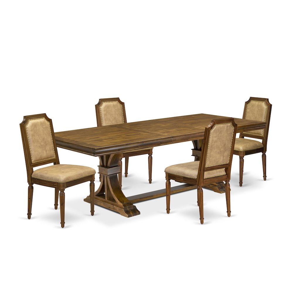 5 piece Kitchen Table Set a Modern Dining Table and 4 Dark Grey Dinner Chairs