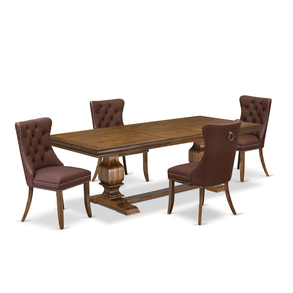 5 piece Dining Table Set a Modern Dining Table and 4 Faux Leather Kitchen Chairs