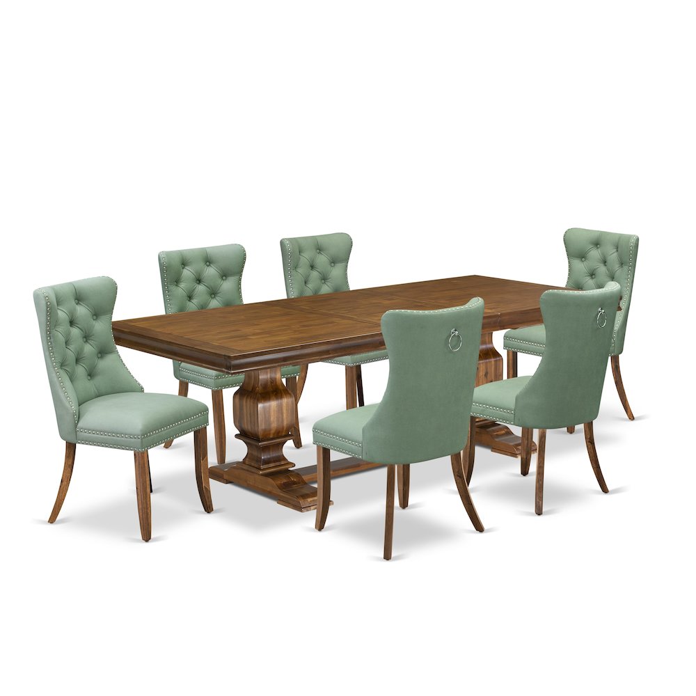 7 piece Kitchen Table Set includes a Dining Table and 6 PU Leather Dinner Chairs