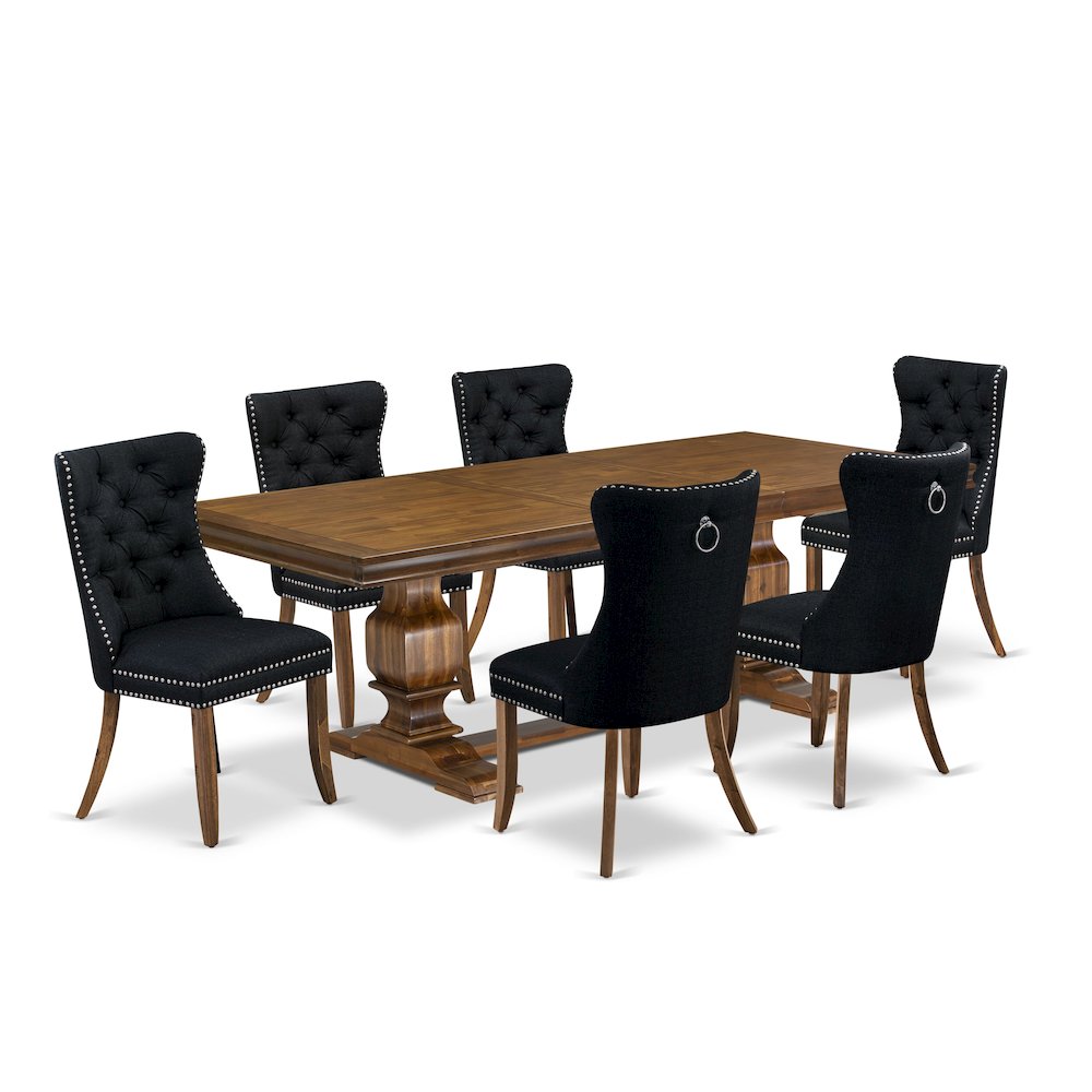 7 Pieces Dining Set Contains a Rectangle Kitchen Table and 6 Modern Chairs