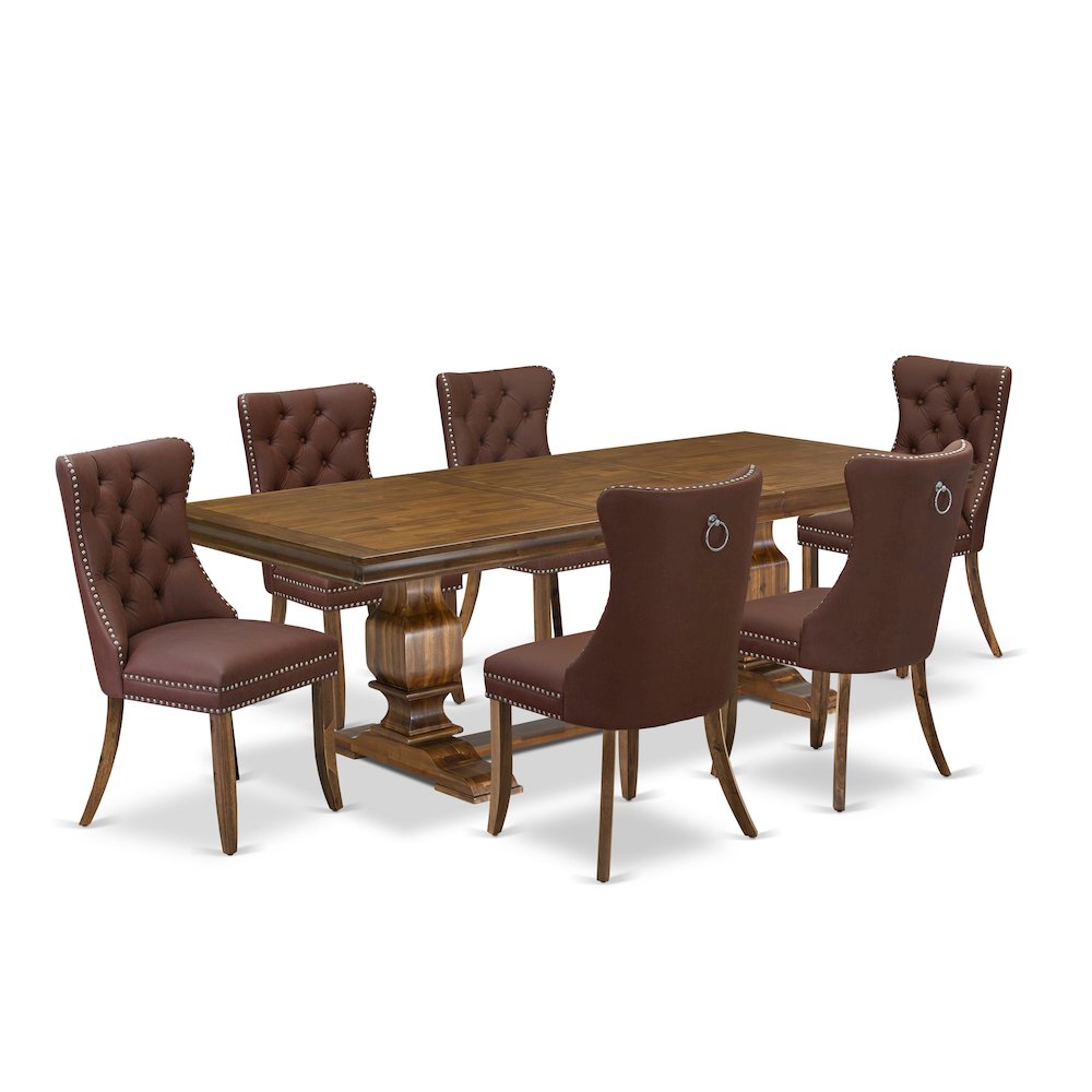 7 piece Modern Dining Table Set of a Kitchen Table and 6 Dinner Chairs