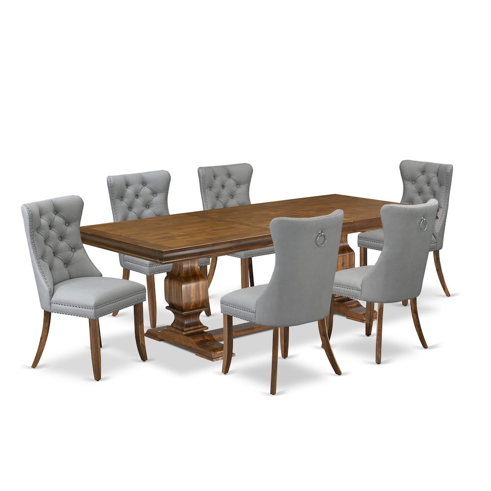 7 Pieces Dining Set Contains a Rectangle Kitchen Table and 6 Modern Chairs