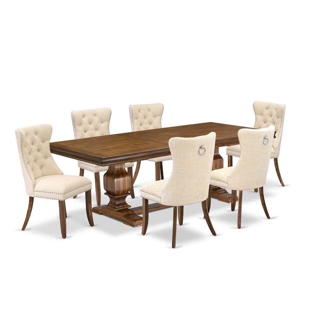 7 Pieces Dining Set Contains a Rectangle Kitchen Table and 6 Modern Chairs