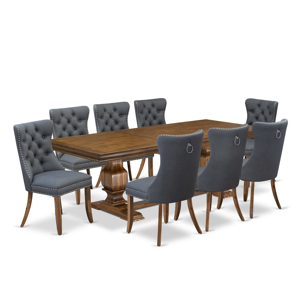 9 piece Modern Dining Table Set includes a Kitchen Table and 8 Dinner Chairs