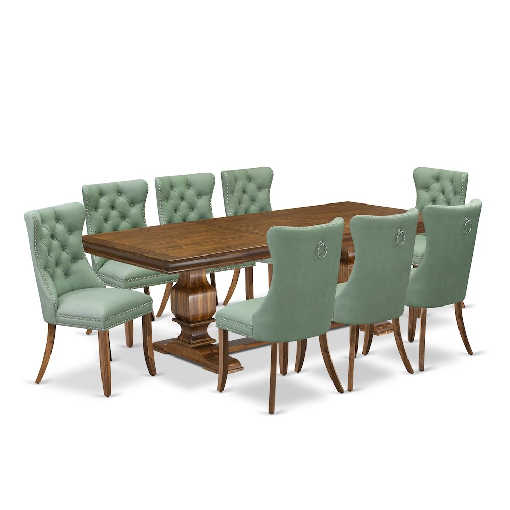 9 piece Dining Room Set includes a Kitchen Table and 8 Modern Dining Chairs