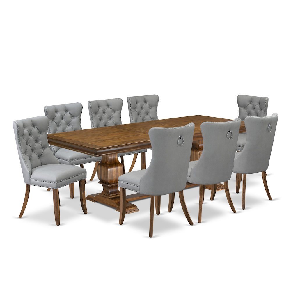 9 Pieces Dining Table Set a Rectangle Table and 8 Dining Chairs