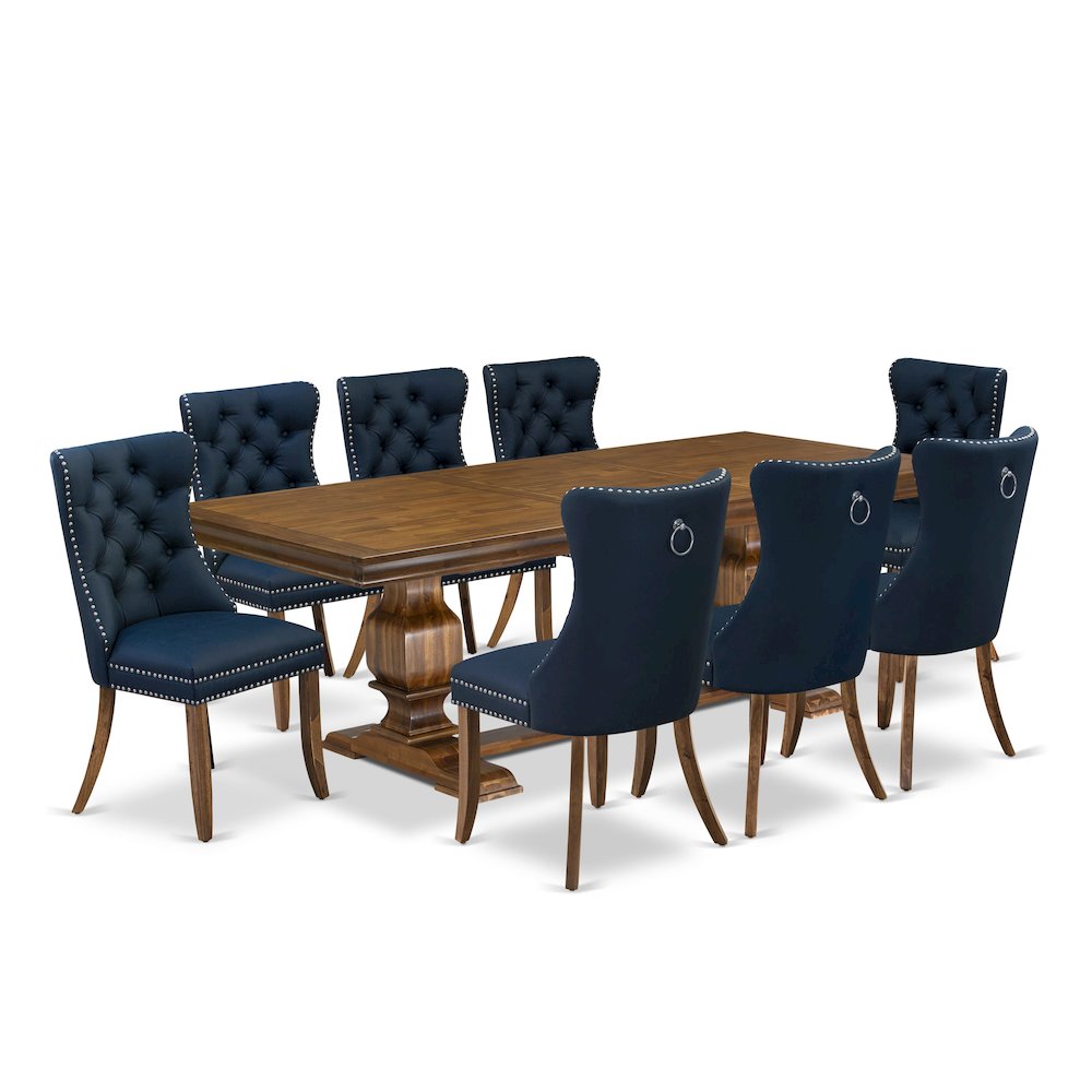 9 Pieces Dining Table Set a Rectangle Table and 8 Dining Chairs