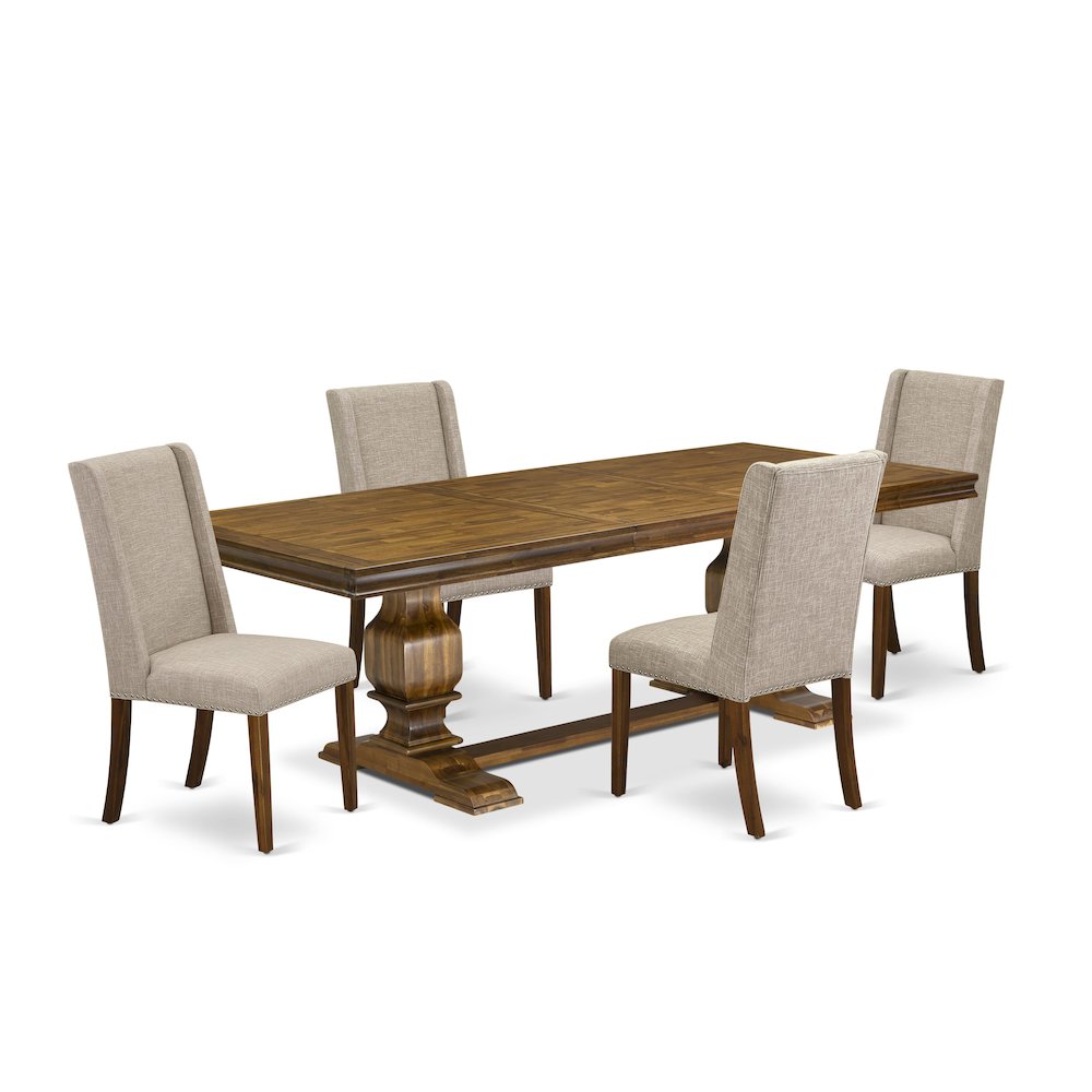 5 piece dining room set a dining table and 4 Linen Fabric kitchen chairs