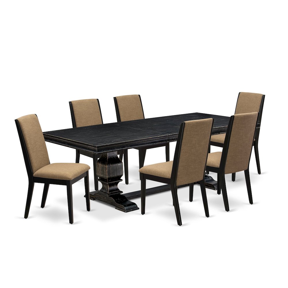 7 Pieces Kitchen Set of a Rectangular Dining Table and 6 Dining Room Chairs