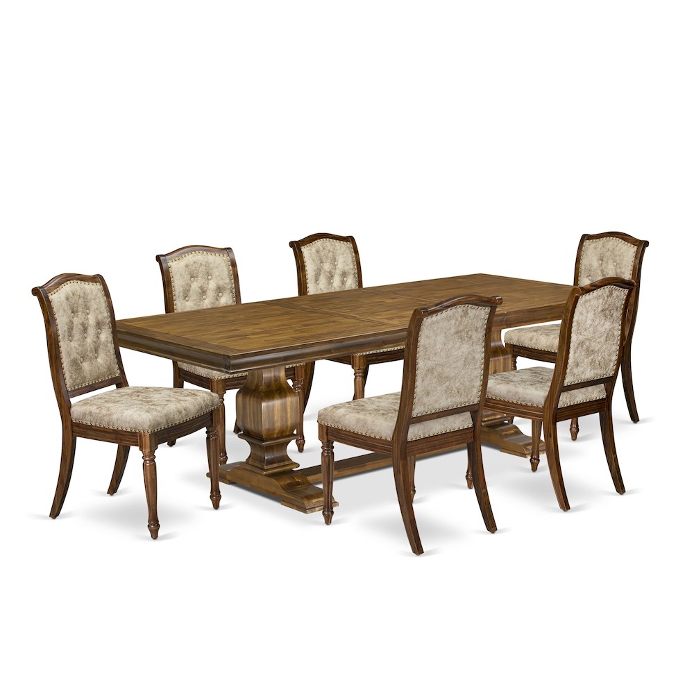 7 Pieces Kitchen table set a Rectangular Dining Table and 6 Dining Chairs