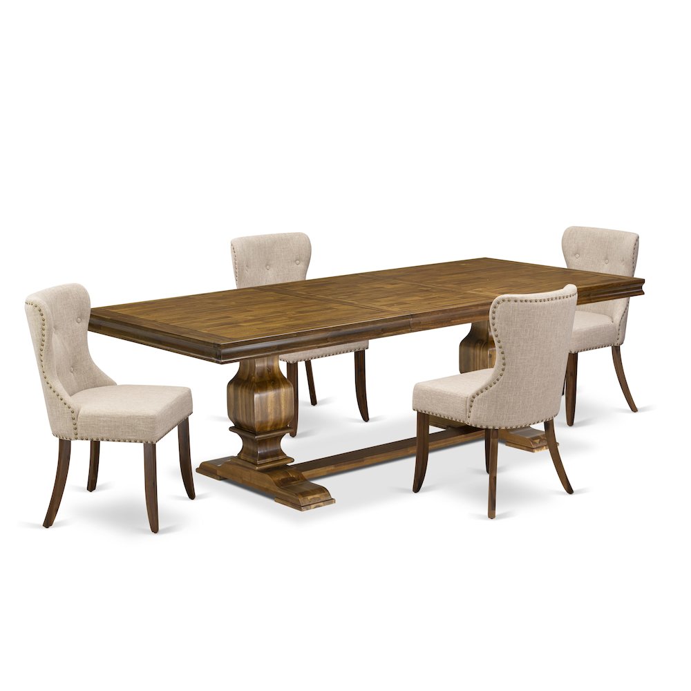 5 pc Mid Century Dining Set of a Modern Dining Table and 4 Modern Chairs