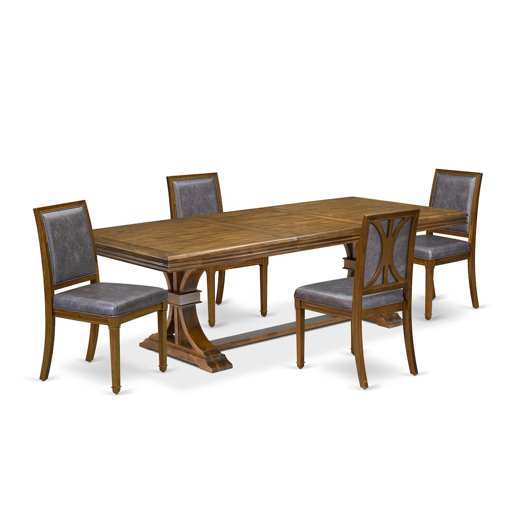 5 piece Dining Table Set consists of a Modern Dining Table and 4 Kitchen Chairs