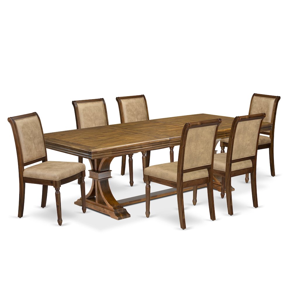 7 piece Kitchen Table Set a Modern Dining Table and 6 Dark Grey Dinner Chairs