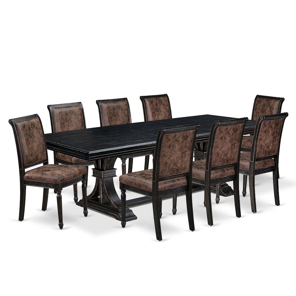 9 piece Dining Table Set consists of a Kitchen Table and 8 Dining Room Chairs