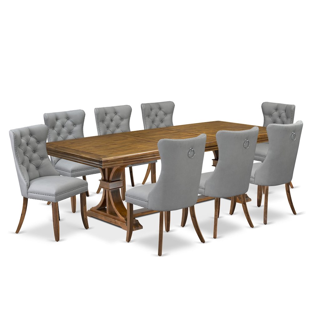 9 Pieces Dining Table Set a Rectangle Table and 8 Dining Chairs