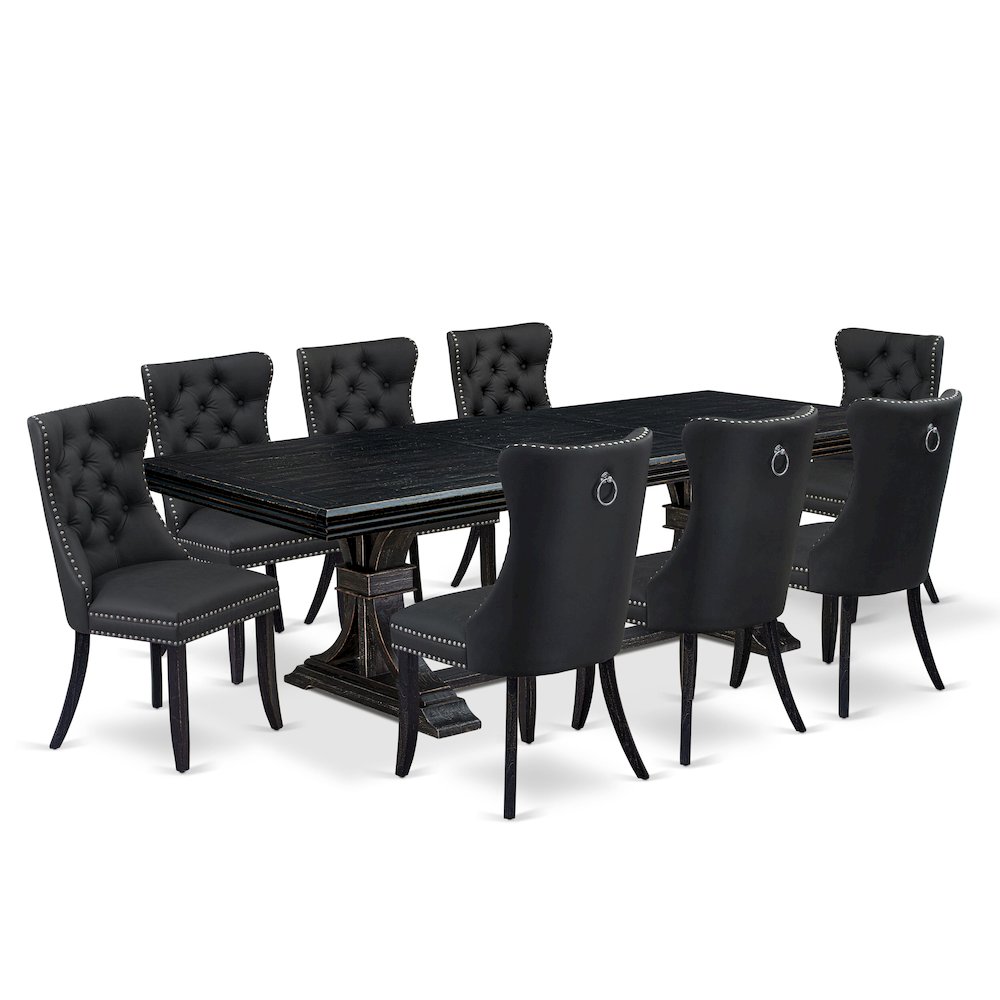9 Pieces Dining Table Set a Rectangle Table and 8 Dining Chairs