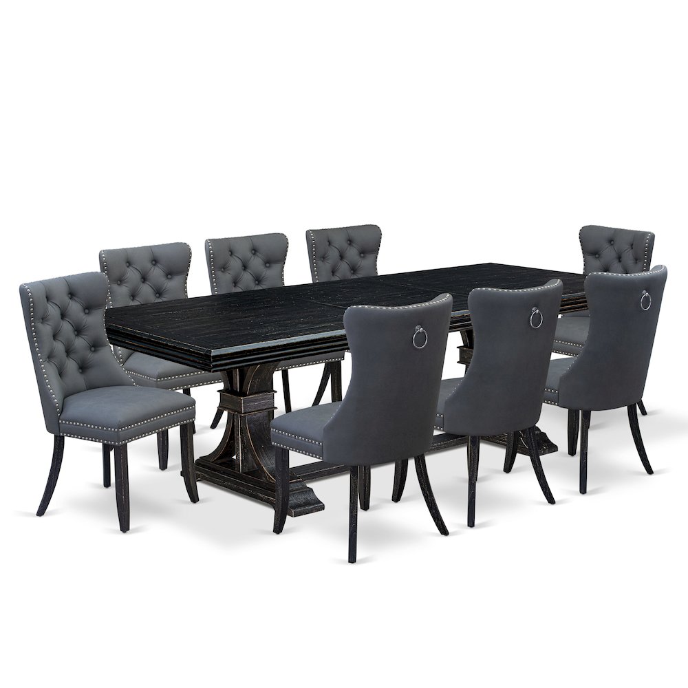 9 Pieces Dining Table Set a Rectangle Table and 8 Dining Chairs