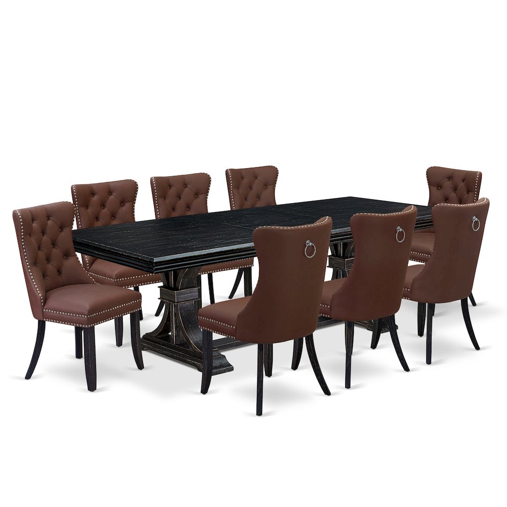 9 piece dining room set a breakfast table and 8 Faux Leather dining chairs