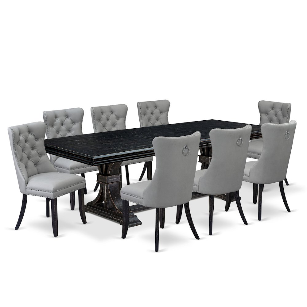 9 piece dining table set a dining table and 8 Faux Leather kitchen Chairs
