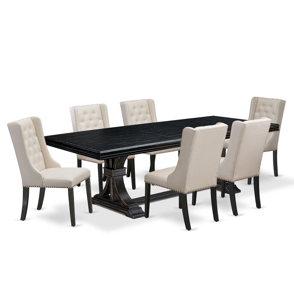 7 piece dining set of a breakfast table and 6 kitchen chairs & black legs