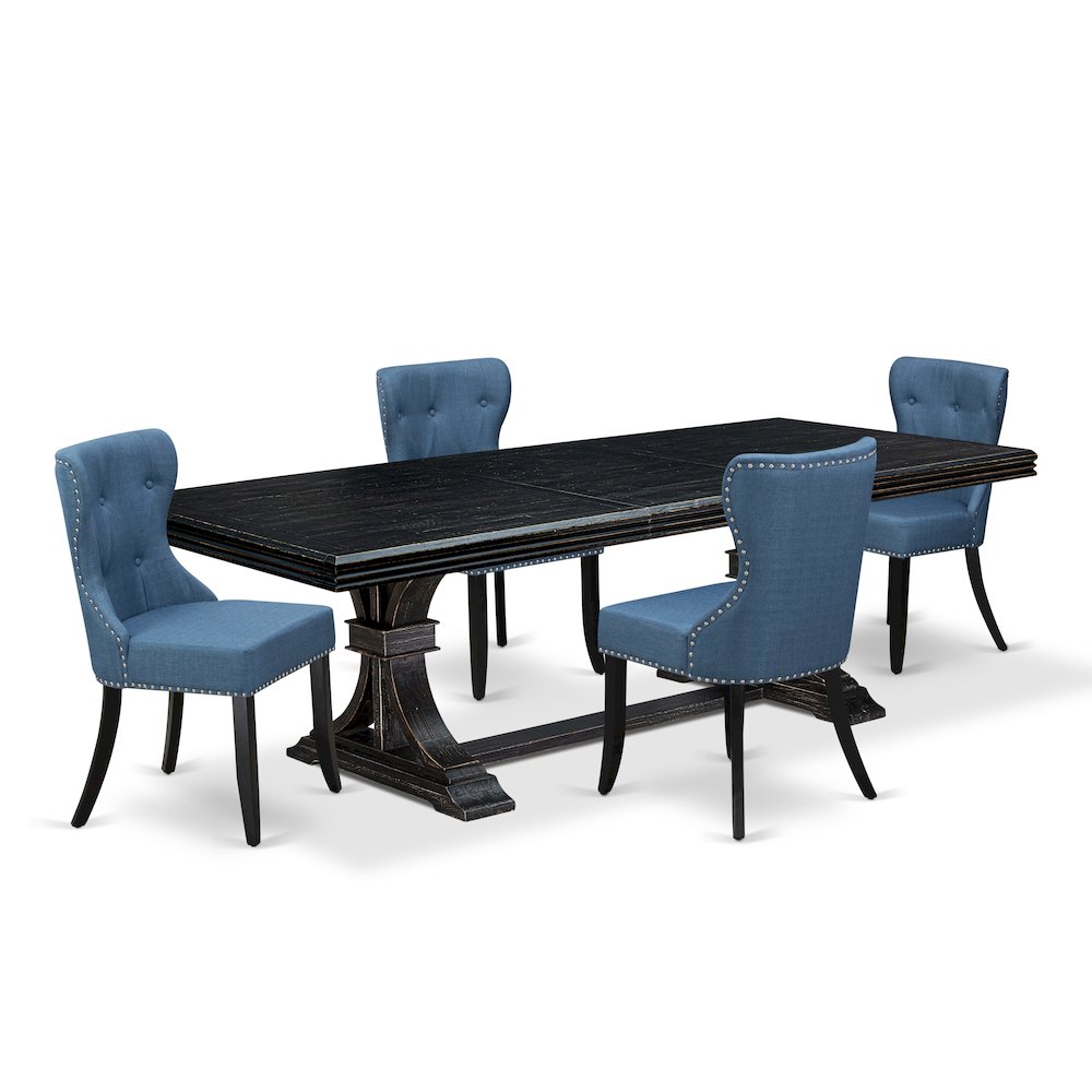 5 piece Mid Century Dining Set of a Kitchen Table and 4 Dinner Chairs