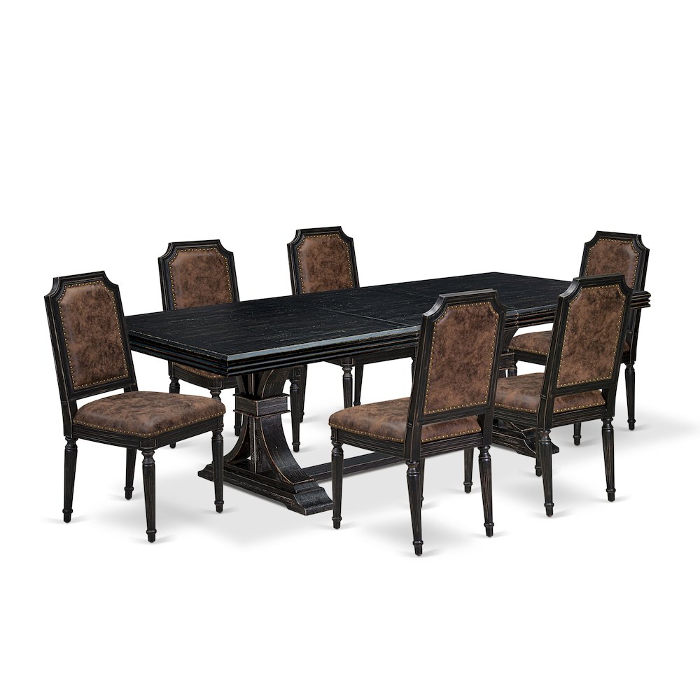7 piece Modern Dining Table Set consists of a Dining Table and 6 Dinner Chairs