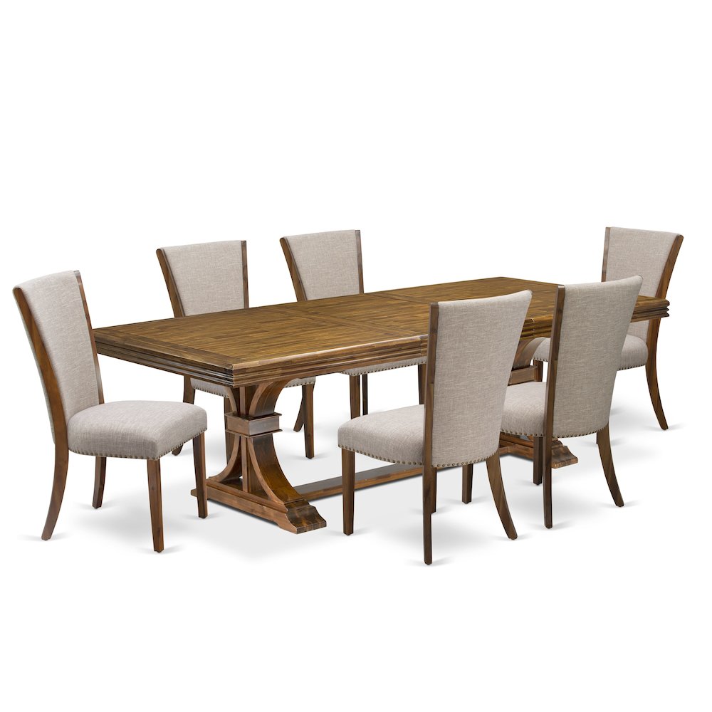 7 piece Modern Dining Table Set of a Kitchen Table and 6 Dining Chairs