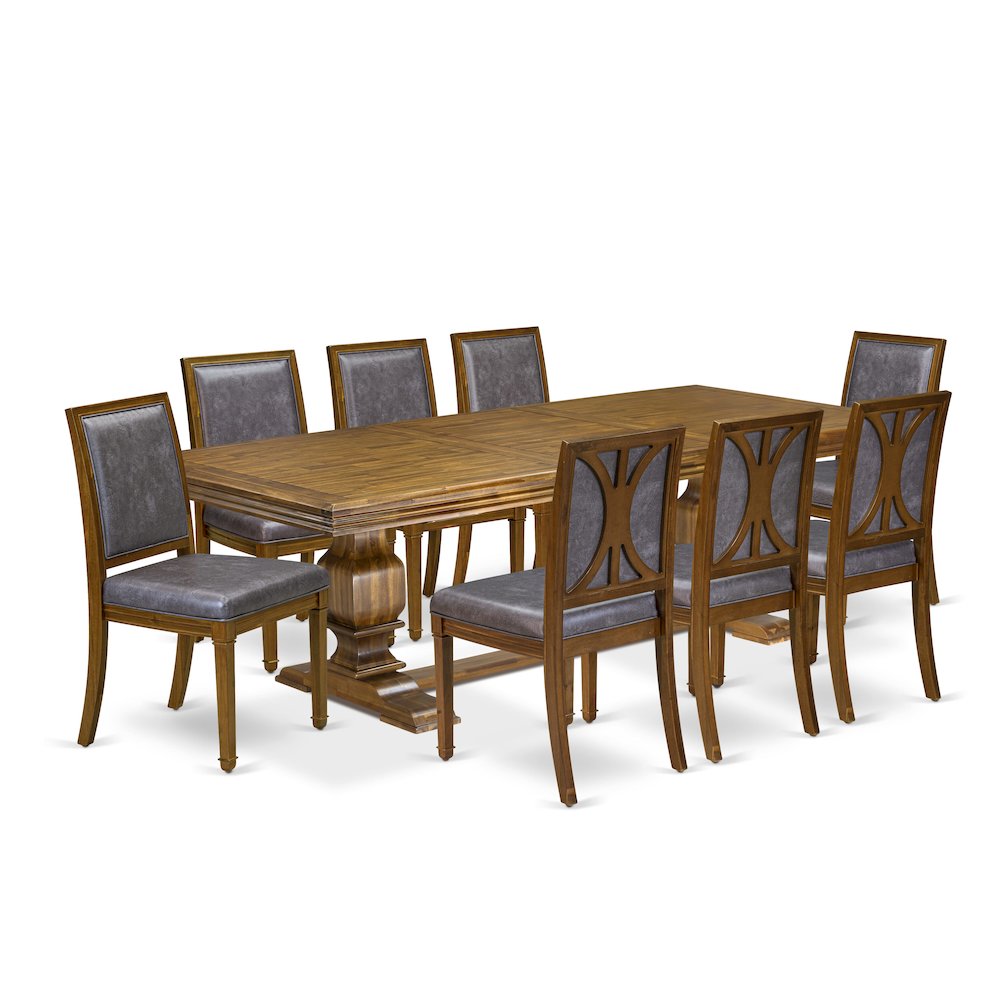 9 piece Dining Table Set includes a Kitchen Table and 8 PU Leather Dinner Chairs