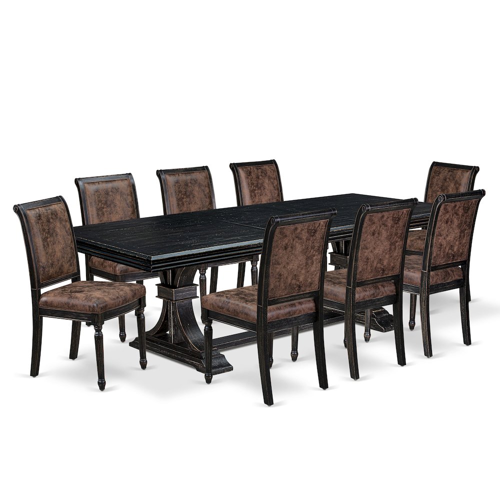 9 piece Kitchen Table Set includes a Modern Dining Table and 8 Dinner Chairs