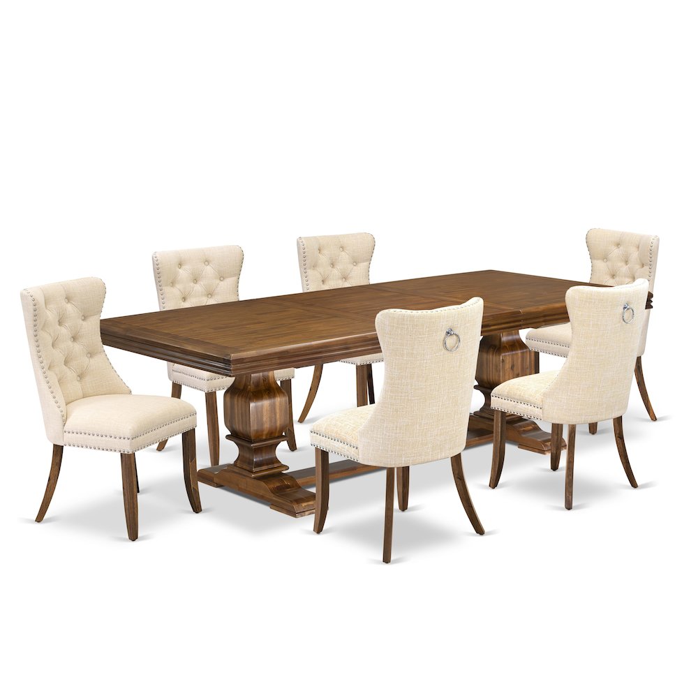7 Pieces Dining Set Contains a Rectangle Kitchen Table and 6 Modern Chairs