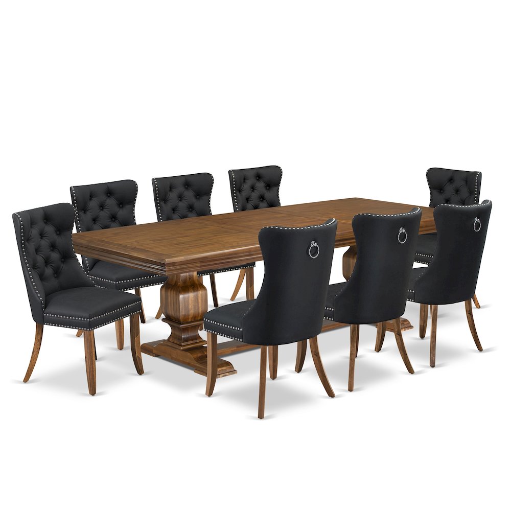 9 piece Dining Table Set a Modern Dining Table and 8 Dark Grey Kitchen Chairs