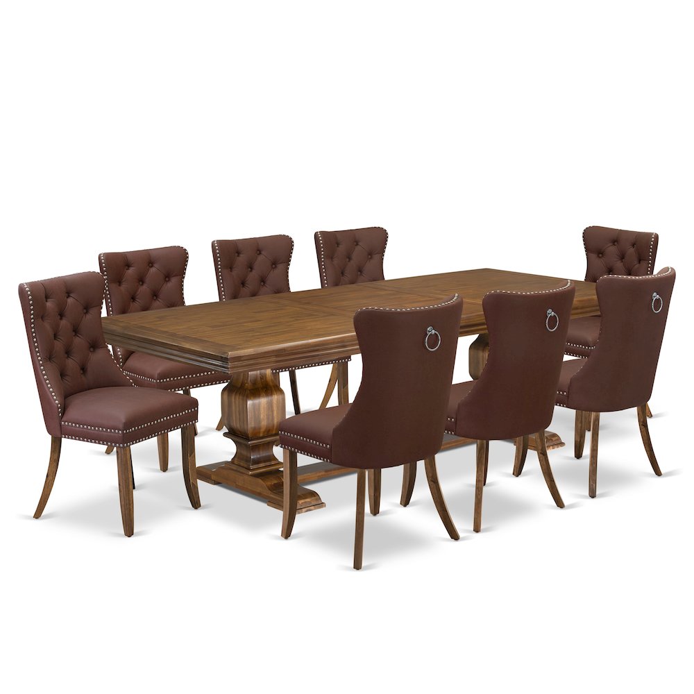 9 Pieces Dining Table Set a Rectangle Table and 8 Dining Chairs