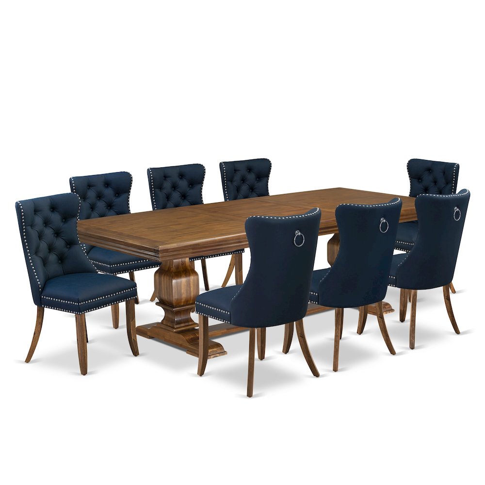 9 Pieces Dining Table Set a Rectangle Table and 8 Dining Chairs