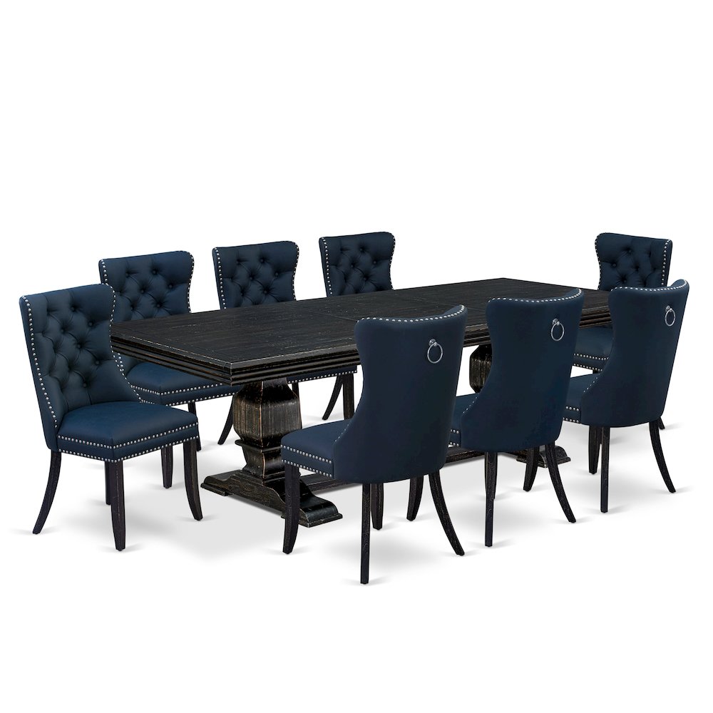 9 piece kitchen table set a dinner table and 8 Faux Leather dining Chairs