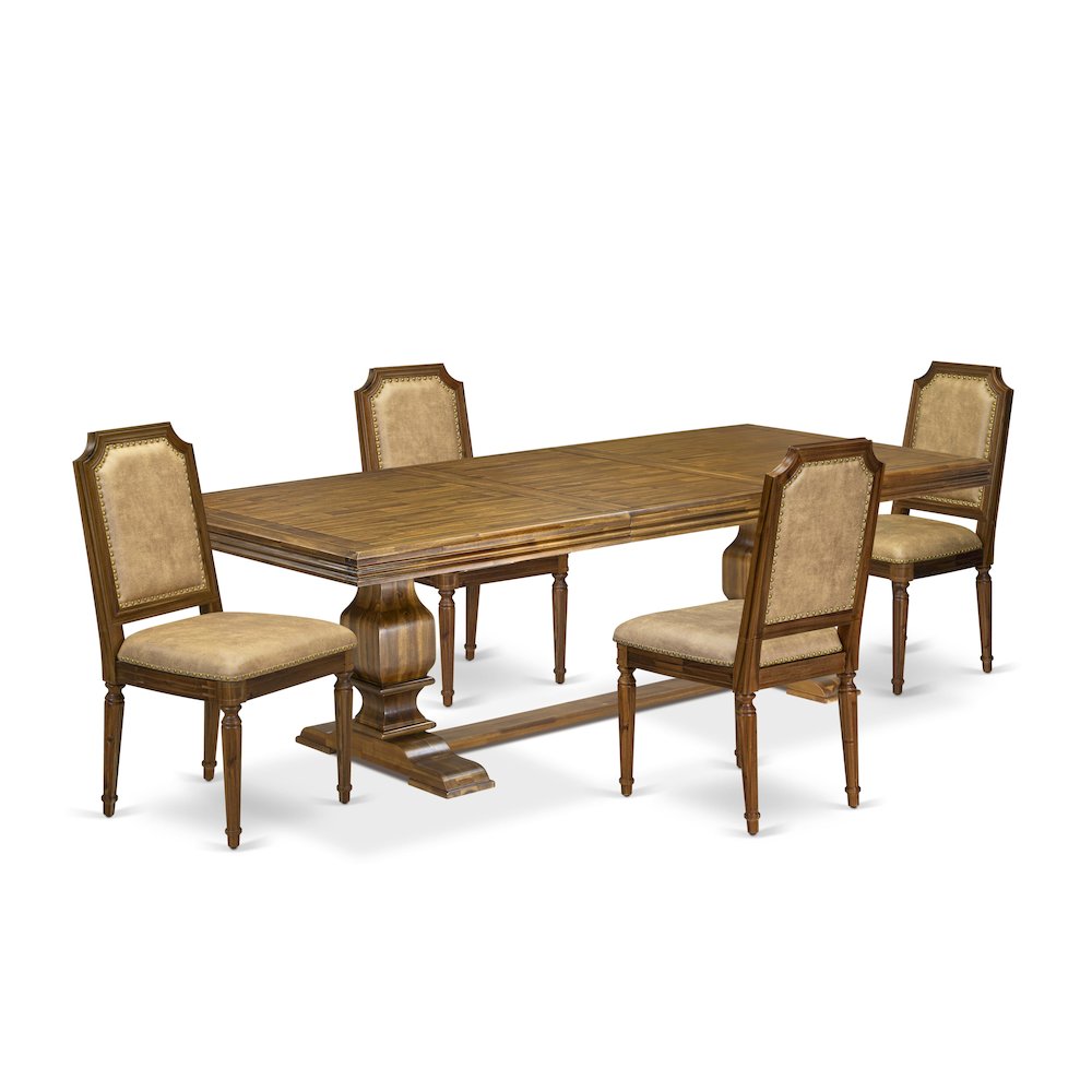 5 piece Dining Table Set of a Kitchen Table and 4 Dark Grey Dining room Chairs