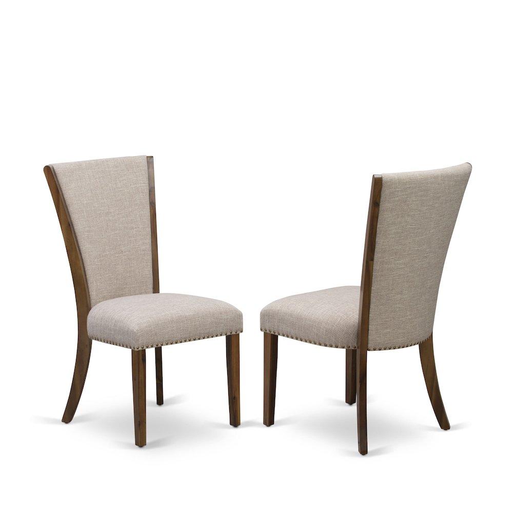 5 Piece Kitchen Table Set Includes 54″ Round Table In Light Tan Color