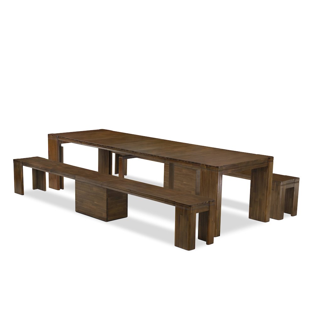 3 Pieces Dining Table Set Includes 1 Kitchen Table and 2 Modern Benches