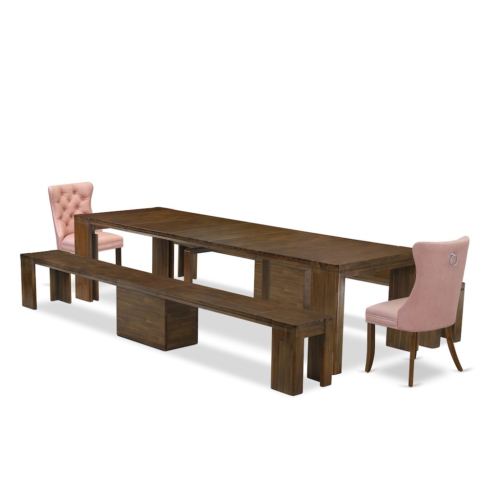 5 Pieces Extendable Dining Set Includes a Rectangle Kitchen Table