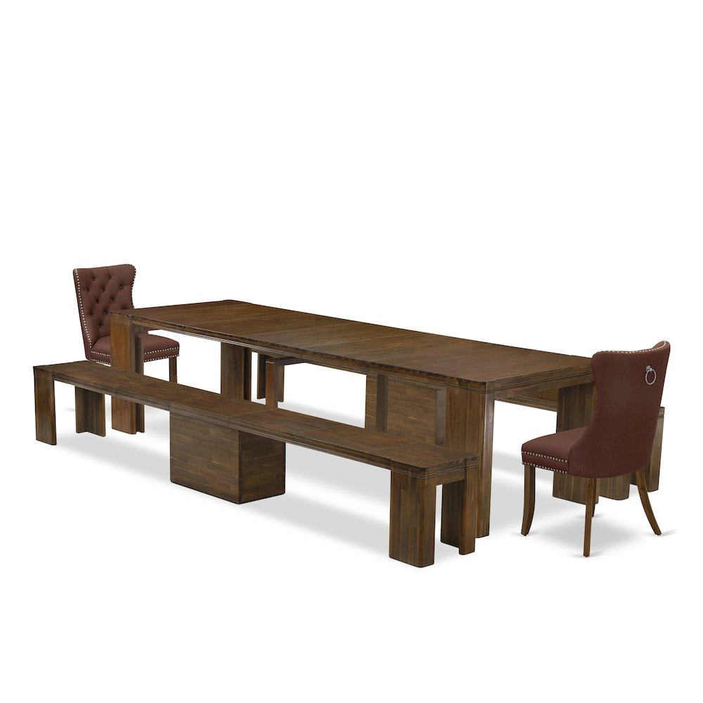 5 Pieces Extendable Dining Set Includes a Rectangle Kitchen Table