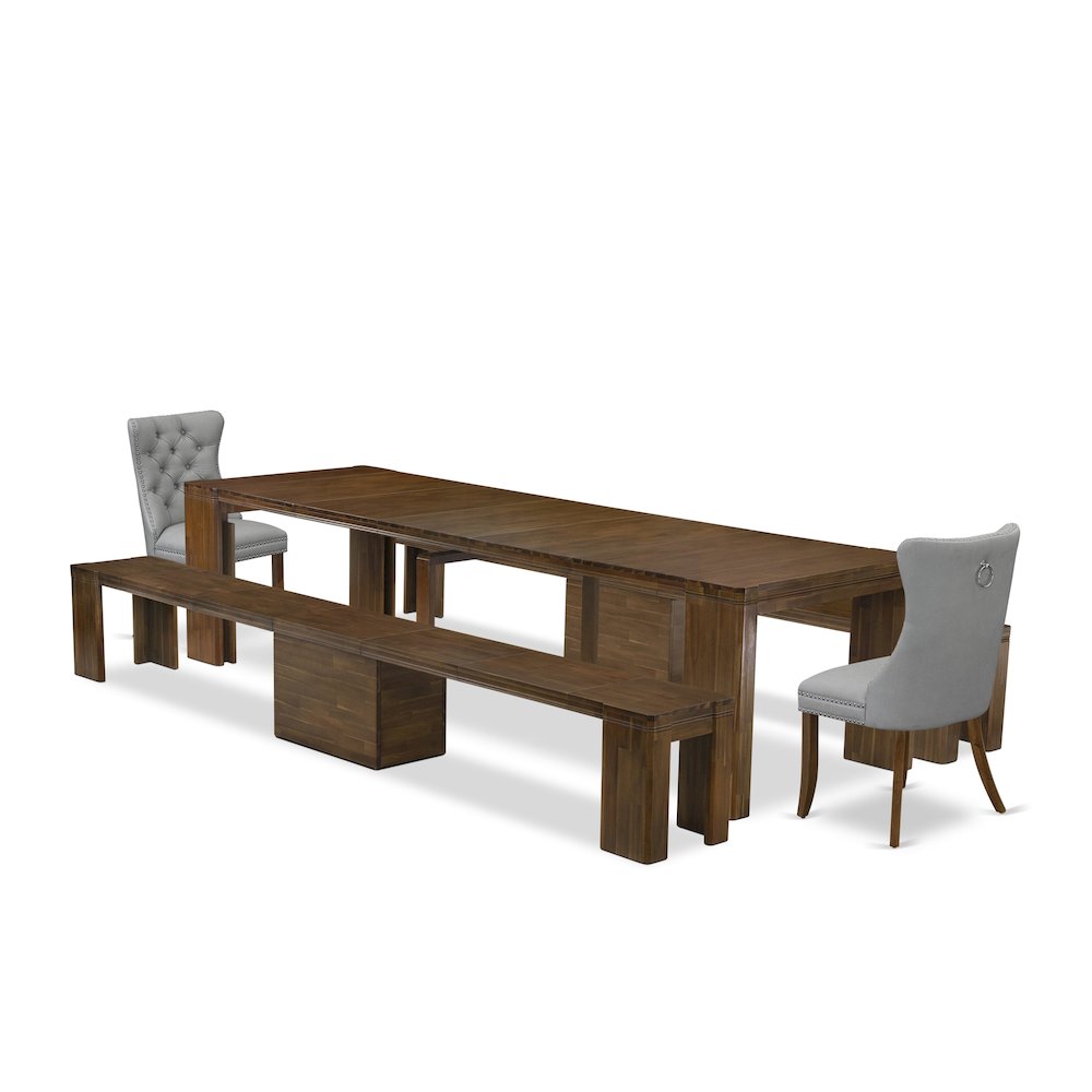 5 Pieces Extendable Dining Set Includes a Rectangle Kitchen Table
